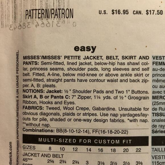 Butterick 4295 pattern womens workwear separates sz 8 10 12 - Picture 4 of 8